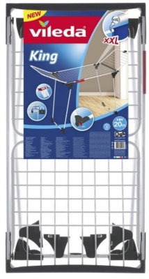 Uscator de rufe King Vileda, 20 m capacitate de uscare, otel, gri